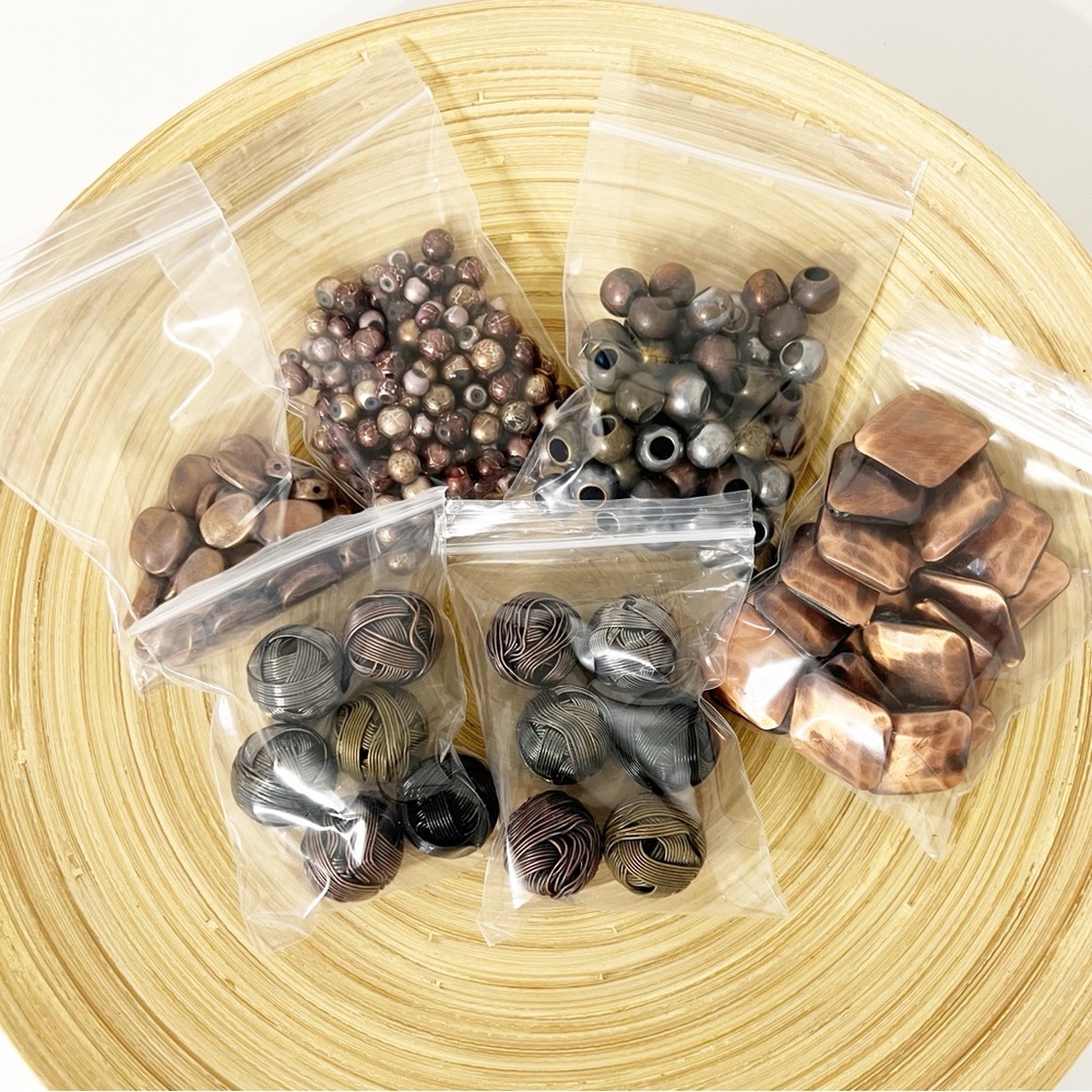 Bundle Lot of Assorted Metallic Beads for Jewelry Making